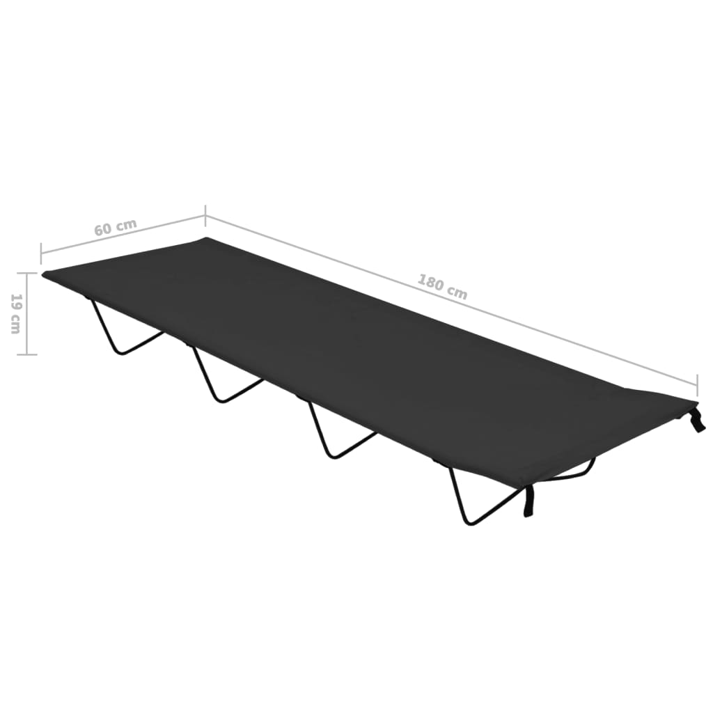 Łóżko Polowe, 180X60X19 Cm, Tkanina Oxford I Stal, Czarne