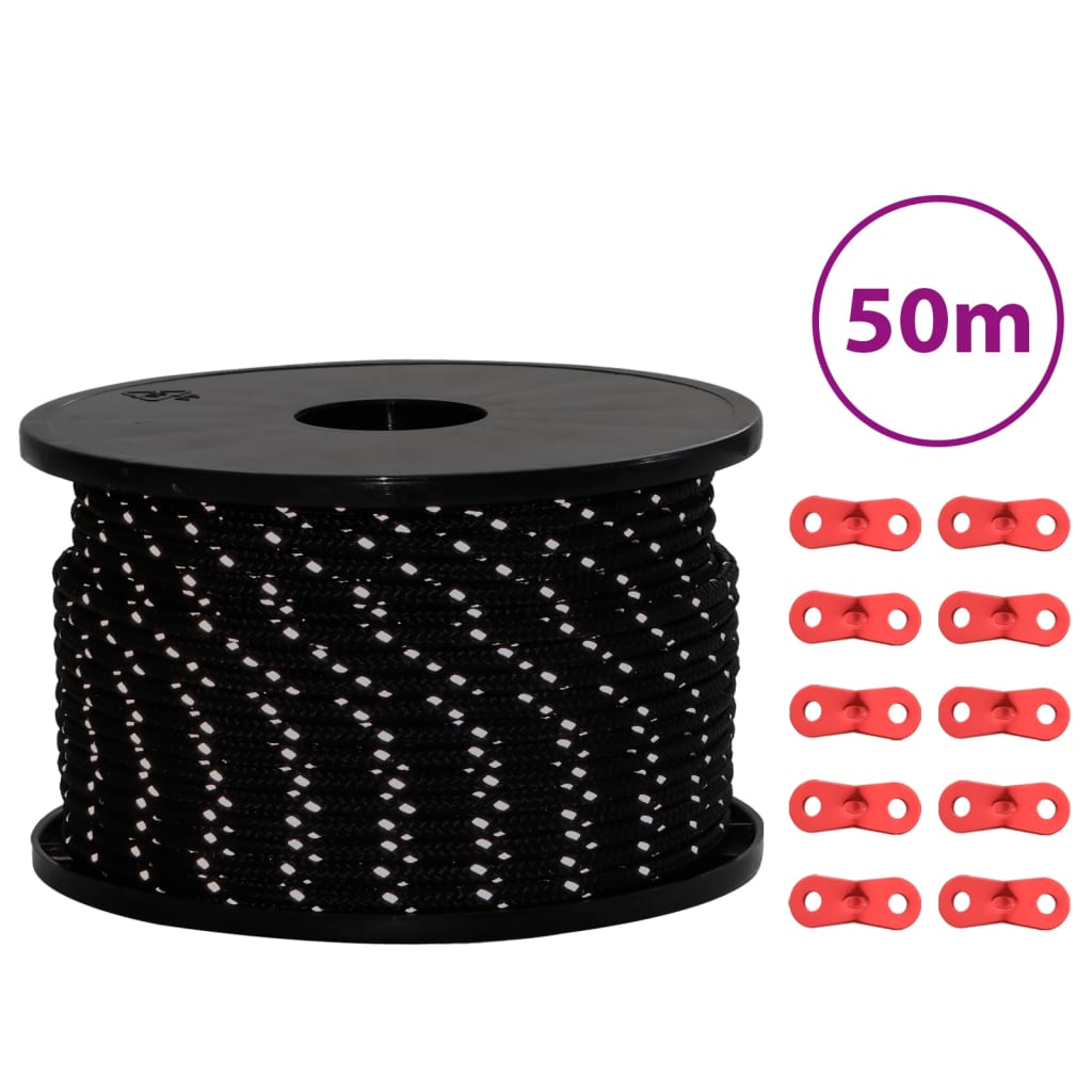 Linka Namiotowa Z Napinaczami, Elementy Odblaskowe, 50 M,