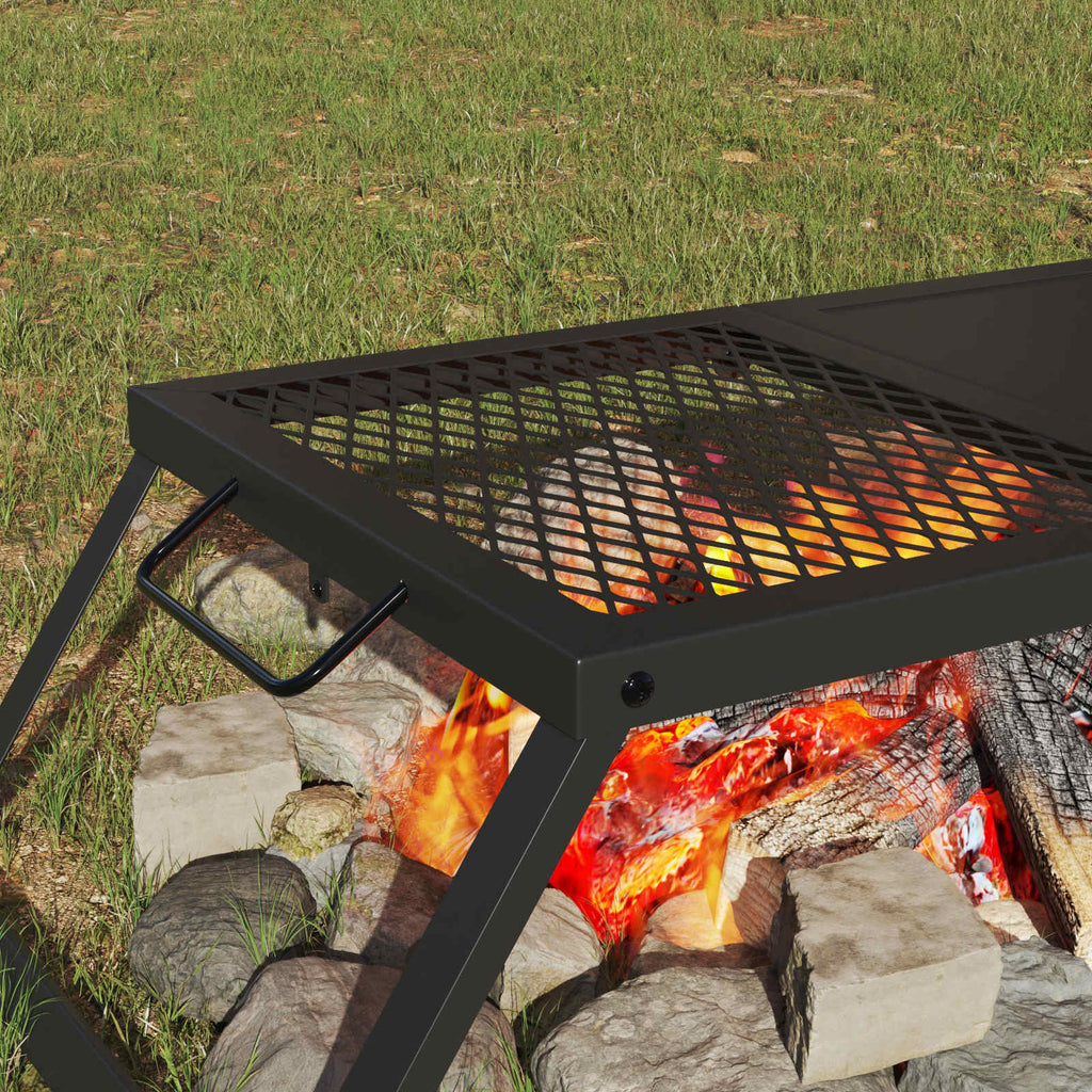 Składany Grill Campingowy Czarny 31,5 X 26,5 X 4 Cm