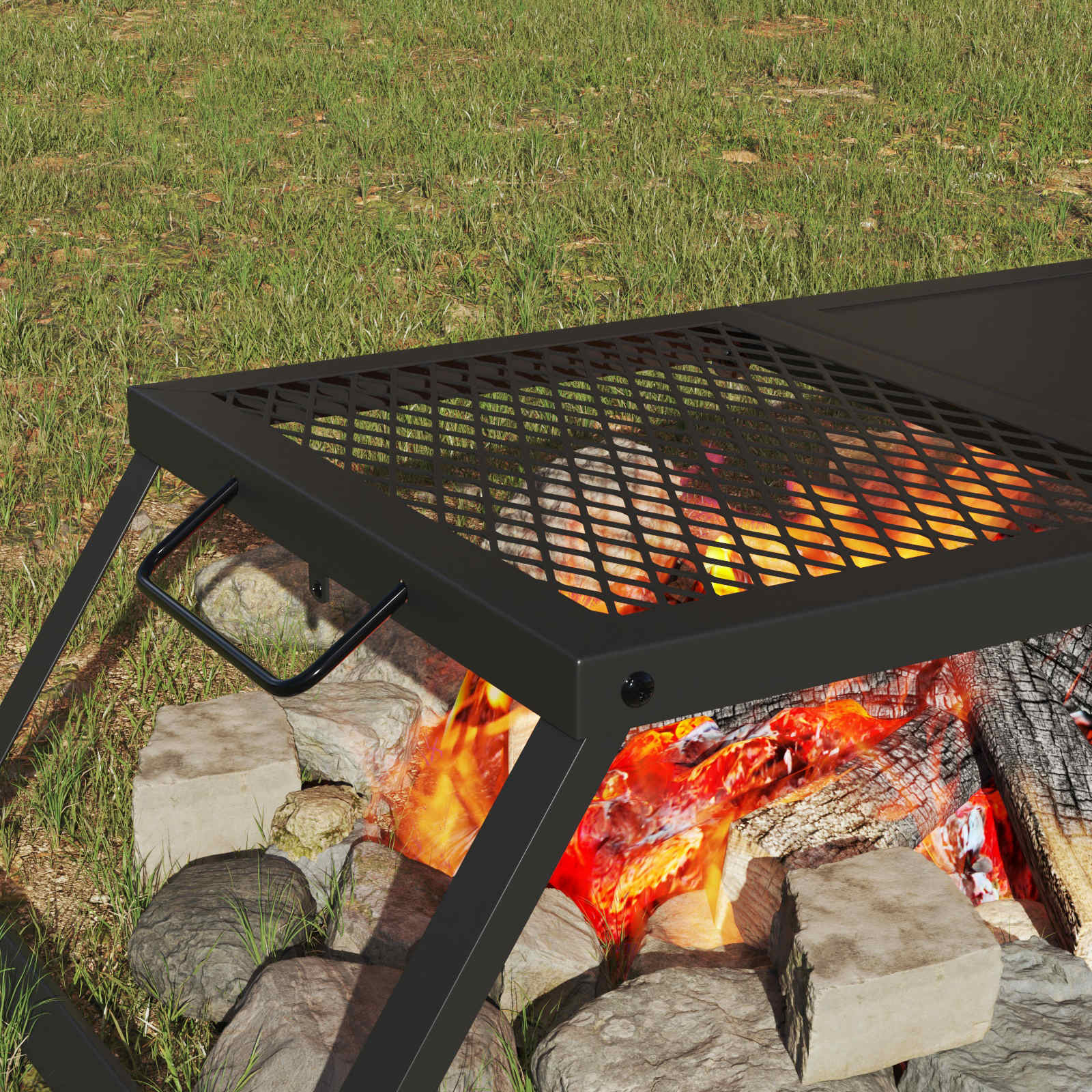 Składany Grill Campingowy Czarny 31,5 X 26,5 X 4 Cm