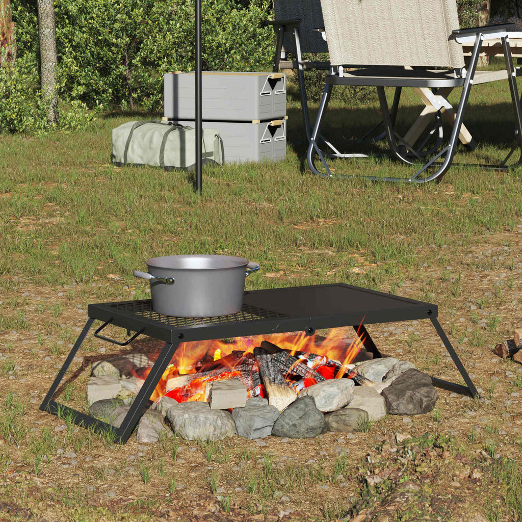 Składany Grill Campingowy Czarny 31,5 X 26,5 X 4 Cm