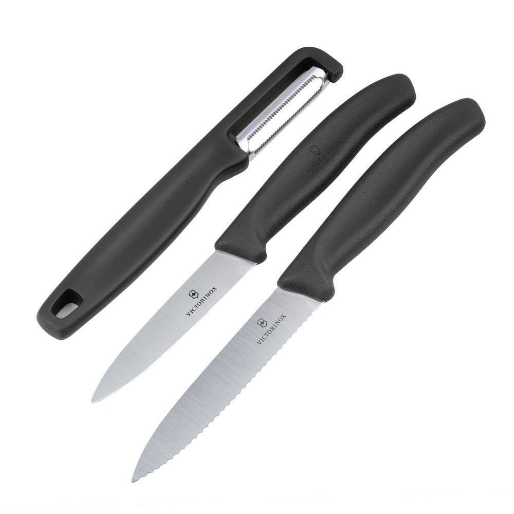 Zestaw noży kuchennych Victorinox Swiss Classic z obieraczką - 3 elementy - Czarny - 6.7113.33