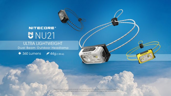 Latarka czołowa Nitecore NU21 (360 lumenów, 8 trybów, USB-C) - Czarna