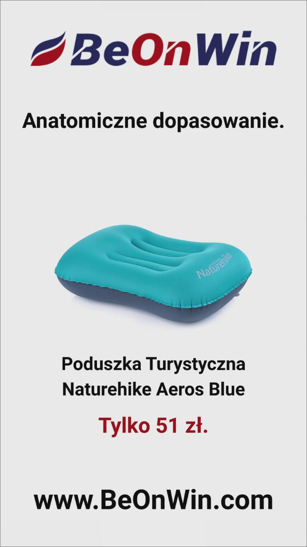 Poduszka Turystyczna Naturehike Aeros Blue – Ultralekki Komfort w Twoim Plecaku