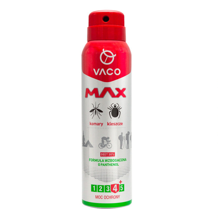 Spray na komary, kleszcze, meszki z PANTHENOLEM i DEET 30% 100 ml VACO MAX