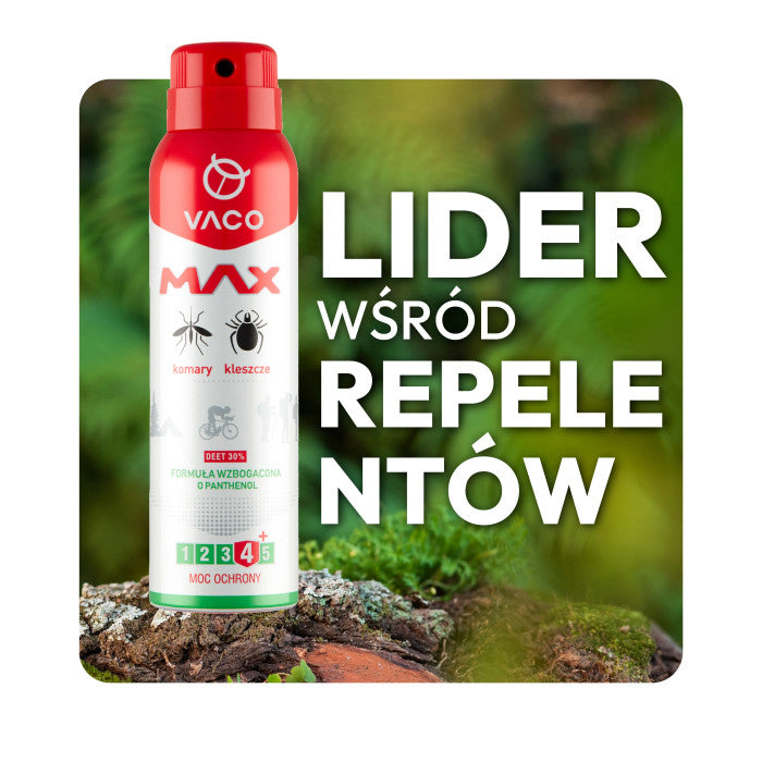 Spray na komary, kleszcze, meszki z PANTHENOLEM i DEET 30% 100 ml VACO MAX