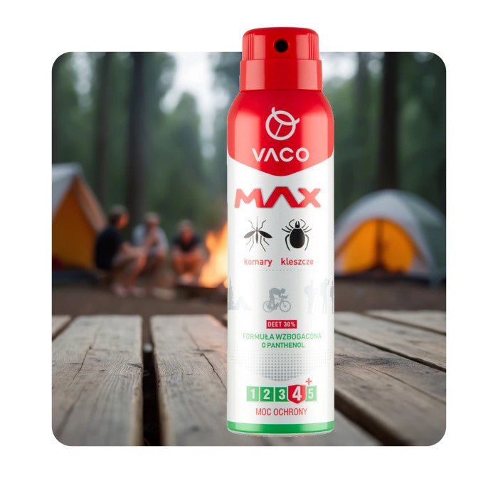 Spray na komary, kleszcze, meszki z PANTHENOLEM i DEET 30% 100 ml VACO MAX