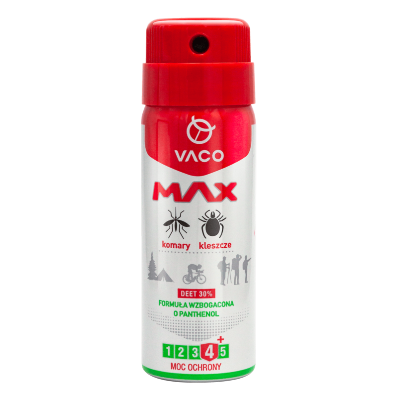 Spray na komary, kleszcze, meszki z PANTHENOLEM i DEET 30% 50 ml VACO MAX