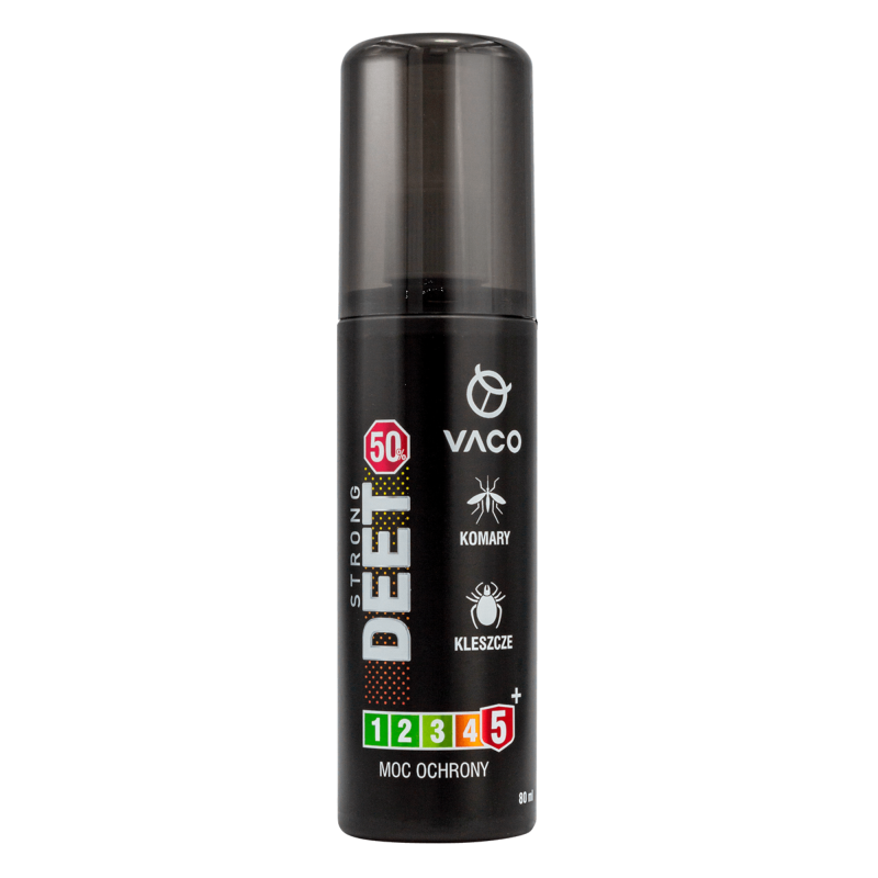 Spray na kleszcze, komary i meszki DEET 50% + Geraniol Płyn 80ml VACO STRONG