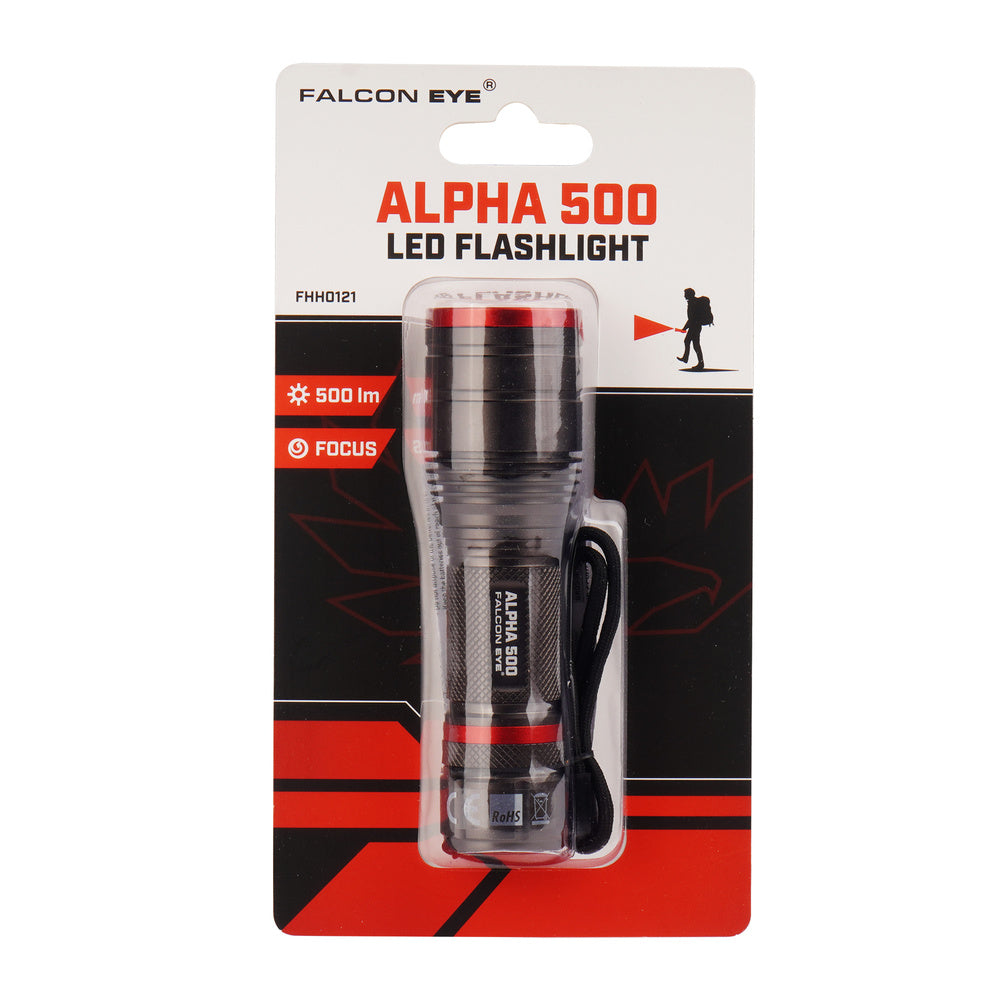 Latarka ręczna Falcon Eye Alpha 500 - Strobe - Focus - 500 lm - Czarna