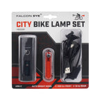 Zestaw lamp rowerowych Falcon Eye City - 250 lm/10 lm - Czarny/Czerwony