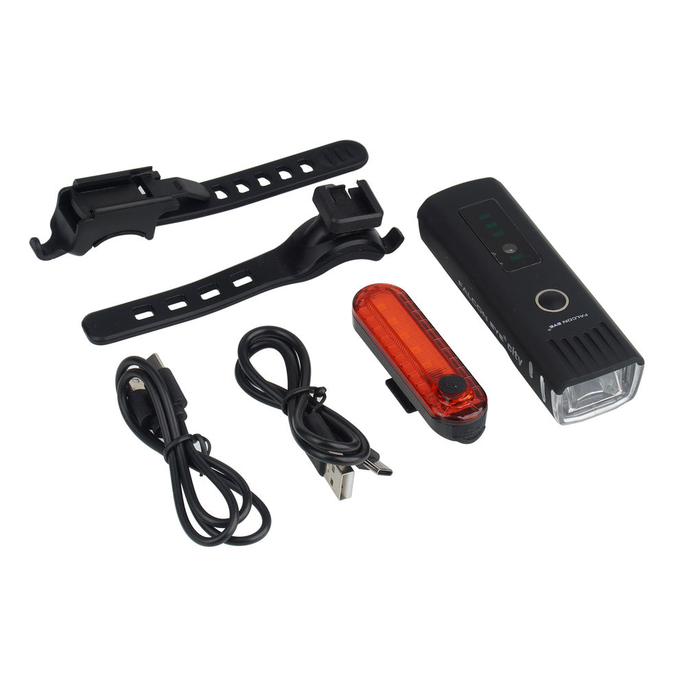 Zestaw lamp rowerowych Falcon Eye City - 250 lm/10 lm - Czarny/Czerwony - FBS0081