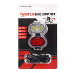 Zestaw lamp rowerowych Falcon Eye Twins 2.0 - 120 lm/20 lm - Czarny