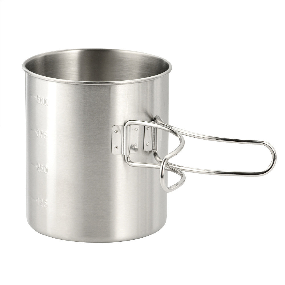 Kubek ze stali nierdzewnej ze składanym uchwytem M-Tac 450 ml
